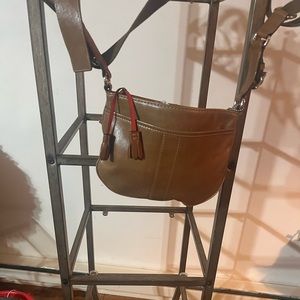 Coach Tan leather mini crossbody bag with adjustable straps